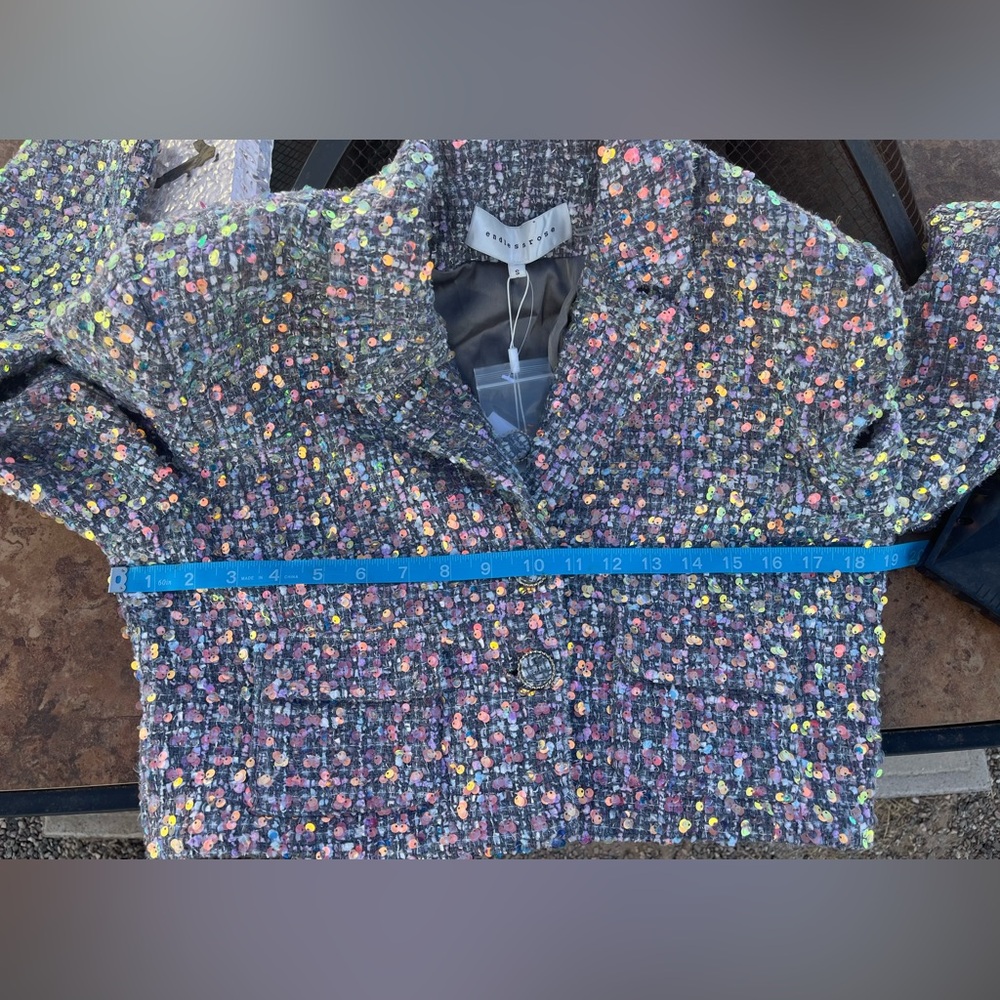 Endless Rose 2 PEICE SET Sequin Tweed Cropped Blazer Jacket & Mini Skirt Set NWT - Picture 15 of 16